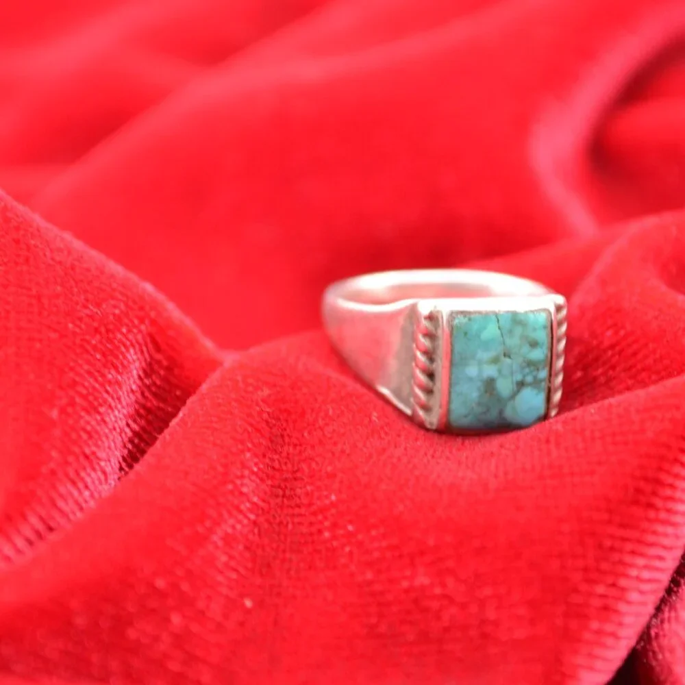 Vintage Sterling Silver Turquoise Ring Size 6 – Southwest‎ Boho Style